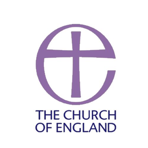 Church of England logo Purple text with cross in an E for church of England